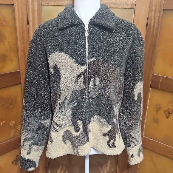 Vintage Black and Tan Equestrian Cardigan - Picture 7 of 12